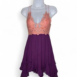 Free People Purple and Pink Lace Dress